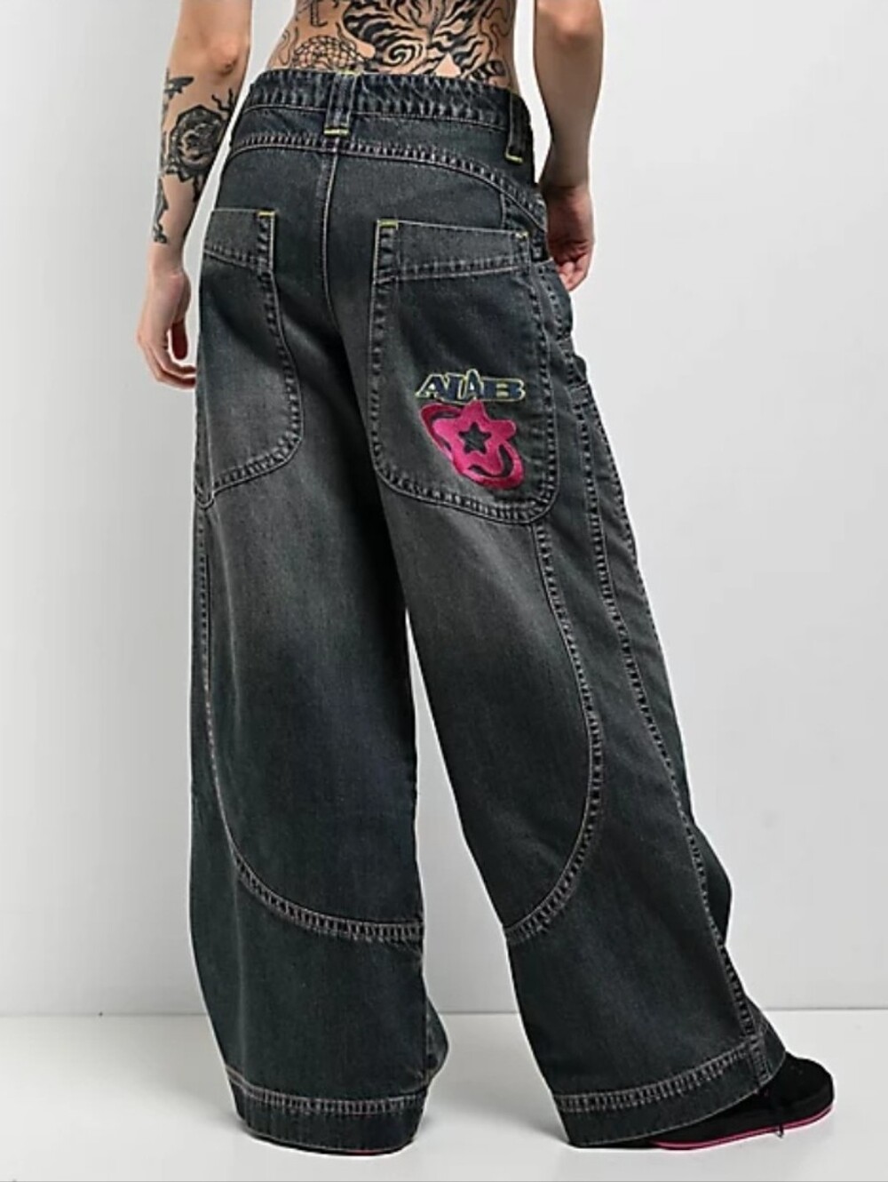 A.LAB Analog Curved Blue Wash Rave Jeans